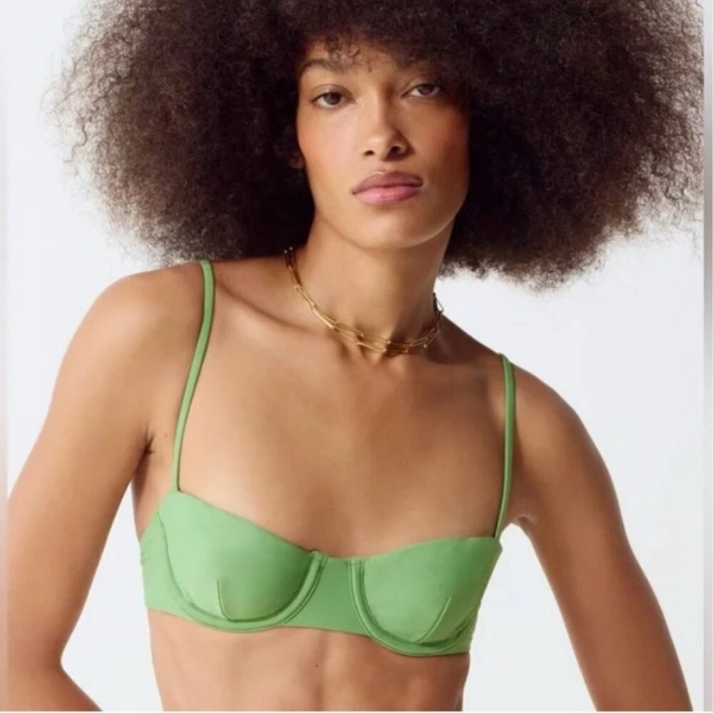 NWT J. Crew Balconette Underwire Bikini Top Rustic Willow Green